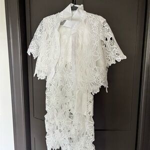 White Eyelet Two Piece Set